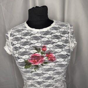 Sheer Baby Tee Crop Top coquette core cottage core y2k